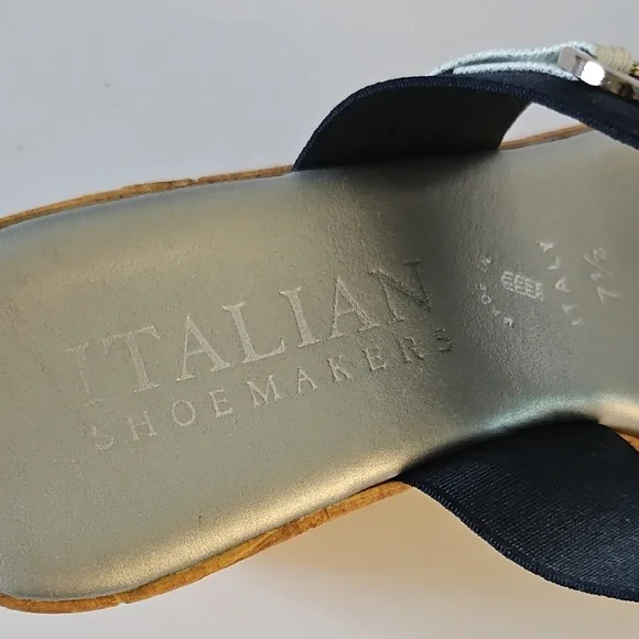 Italian Shoemakers Black and Silver Sandals with Minimalist Design - Picture 6 of 8